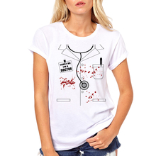 Camisetas divertidas para mujer, camiseta de Halloween para Diseño novedoso, camiseta informal con estampado de Doctor sangriento de Halloween, Tops 2024 - compra barato