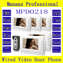 Hot Selling Wired Magnetic Lock One to Five Video Doorphone Device,New 7 inch Screen Keypad Display Video Intercom System D218b 2024 - buy cheap