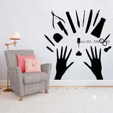 Manicure Tool Wall Stickers For Beauty Studio Window Decor Decal Nail Salon Vinyl Nails Beauty Salon Art Posters Interior LC1135 2024 - buy cheap