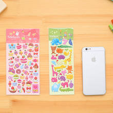 1Sheet 2019 Hot Sale Cute 3D Animals Fruit Bubble PVC Book Diary Stickers Scrapbooking Mobile Stationery Sticker E0353 2024 - buy cheap