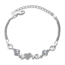 Exquisito lindo corazón Charm Link Chain BraceletsPave Cubic Zirconia pulsera moda fiesta joyería regalos para mujeres bijoux 2024 - compra barato