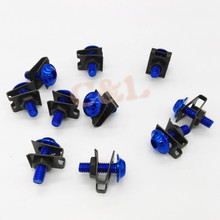 10 pcs motocicleta azul CNC alumínio M6 6 MM corpo carenagem parafusos Fastener clipes parafuso Sportbike Set 2024 - compre barato