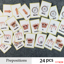 Prepositions and Gestures Series English Word Flash Card Children Learning Card Early Educational Toys 2024 - buy cheap