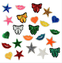 Free shipping 10 pcs star heart lip sequin embroidered Iron On Patches hat bag shoe decor garment repair Appliques accessory diy 2024 - buy cheap