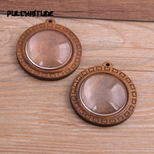4pcs/lot 30mm Inner Size Round Fork Wood Big Cabochon Base Setting Charms Pendant Necklace Findings 2024 - buy cheap