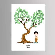 Pintura en lienzo de árbol con huella dactilar para niños, libro de invitados de recuerdo de fiesta de cumpleaños con tinta, estilo del Sudeste, 50x70cm, novedad 2024 - compra barato