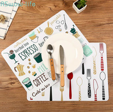 Non-slip Table Mat Simple Printed Western Food Mat Household PP Plastic Placemat Bowl For Kitchen Decoration Accessories 2024 - buy cheap