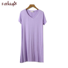 Fdfklak-Camisón de algodón para mujer, vestido de noche informal de verano, camisón de talla grande 2024 - compra barato