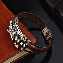 2021 moda charme jóias de couro artesanal dragão pulseira masculino vintage multicamadas pulseiras pulseiras pulseiras punho pulseira pulsera 2024 - compre barato