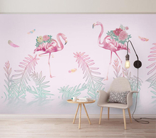 Papel tapiz decorativo pintado a mano, pintura de pared de fondo de flores rosas de flamenco 2024 - compra barato