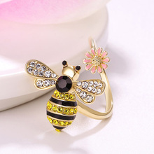 Gold with Rhinestone black pink Enamel Insect Queen Bee Ring~ Adjustable gift idea free ship 2024 - buy cheap