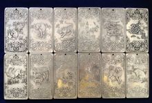 Exquisitas placas de amuleto Thangka de plata tibetana del zodiaco chino antiguo de los 12 años 2024 - compra barato
