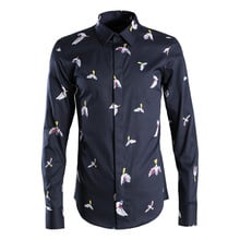 Camisa de algodón de alta calidad para hombre, camisa de manga larga a la moda, con estampado de colibrí, de talla grande, M L XL 2XL 3XL 4XL 2024 - compra barato