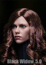 Cabeza esculpida de viuda negra Scarlett, 1/6, pelo largo marrón rizado, cabeza femenina, modelo F 12 ", cuerpo de figura suntan 2024 - compra barato