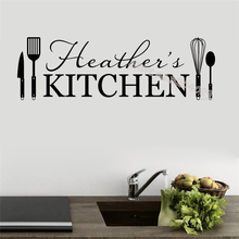 Personalized Custom name Kitchen Wall Stickers Restaurant knife shovel Egg beater Spoon Kitchen Utensils Wall Decor Decal EB663 2024 - buy cheap