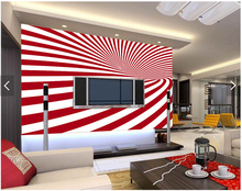 Custom striped wallpaper, red and white stripes for the living room TV background wall waterproof papel de parede 2024 - buy cheap