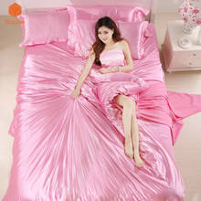 Luxury bedding set Silk 4pcs bedclothes bed linen sets queen king size Quilt/duvet cover set bedsheets Pillow case Sj10 2024 - buy cheap
