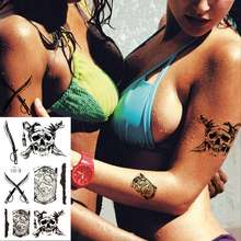 1pcs Temporary Tattoo Sword Pirates Skull Tattoo Sticker Body Art Women Men Tatoo 2024 - buy cheap