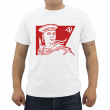 Новая футболка с принтом моряка флота СССР, летняя Мужская хлопковая футболка с коротким рукавом и круглым вырезом, крутые мужские футболки, топы 2024 - купить недорого