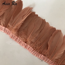 goose feathers lace 10 meters long 15-20 cm wide High quality feathers natural Leather Pink 2024 - buy cheap