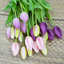 Ramo de tulipán PU flexible, 7 piezas, decoración del hogar, exhibición de flores artificiales falsas 2024 - compra barato