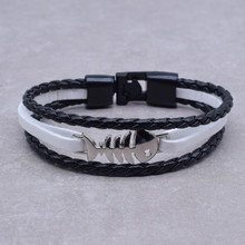 New Arrival Hiphop Animal Fish Bone Bracelet Men Party Leather Rope Bracelet Men 2019 Beach Jewelry Pulsera Masculina 2024 - buy cheap