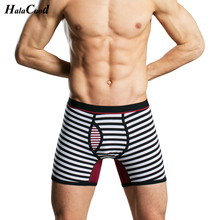 Quente 2019 nova mr algodão moda sexy boxers masculinos shorts marca mans longo underwear masculino underpant 3d u convexo listrado calcinha 2024 - compre barato
