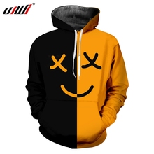UJWI Man Smiley Face Sports Hoodies 3D Printed Black Yellow Expression Funny Hooded Unisex Sweatshirt Wholesale Mens Clothing 2024 - buy cheap