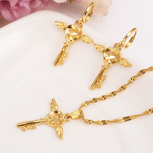 IndiaVintage-Conjunto de collar y pendientes con forma de corazón para mujer, juego de joyería con diseño de llave africana de Dubái dorado, cuadrado, a la moda, ideal para regalo de boda 2024 - compra barato