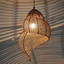 Southeast Asia Creative Pendant Lamp Sea Snail Shape E27 Wicker Lamp Shades LED Lights for Study Parlor Fixtures Restaurant etc 2024 - buy cheap