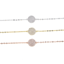 wholesale factory price brass cz jewelry classic trendy round disk charm micro pave cz sparking bling chain bracelet 2024 - buy cheap