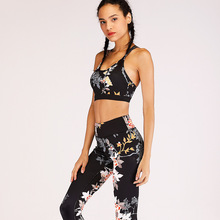 Female Yoga Set Fitness Workout Women Sport Suit Black Floral Ensemble Sportswear Sexy Gym Wear Running Clothing Tracksuit 2024 - buy cheap