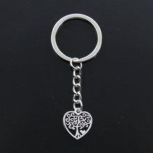 Hot Fashion Heart Life Tree 17x19mm Pendant 30mm Key Ring Metal Chain Silver Color Men Car Gift Souvenirs Keychain Dropshipping 2024 - buy cheap