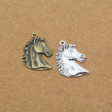 Pingente de metal antigo folheado a prata, pingente de cabeça de cavalo, 3 tamanhos 42mm * 29mm para fazer joias 2024 - compre barato