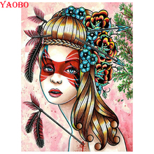 5d diy diamond painting full square round drill 3d diamond embroidery Indian "injured girl" Cross stitch picture of rhinestones 2024 - buy cheap