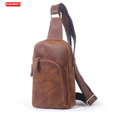 2020 New Genuine Leather Men Chest Bag Casual Shoulder Messenger Bag Large Capacity Crossbody Bag Retro Crazy Horse Leather Male 2024 - buy cheap