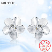 Simple Delicate Flower Stud Girl Gift Stud Tiny Cz Stone Real 925 Sterling Silver Dainty Zircon Crystal Earring Women Jewelry 2024 - buy cheap