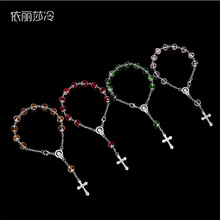Pulseira de rosário de cristal de jesus, 48 peças/pulseira central de rosário religioso, religioso, com contas 2024 - compre barato