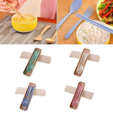 Portable Travel Reusable Spoon Fork Chopsticks Wheat Straw Cutlery Tableware Set 2024 - buy cheap