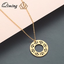 QIMING 2019 Rose Gold Chain Circle Round Necklace For Women Girls Arabic Jewelry Wholesale fashion Necklaces Pendants Female 2024 - buy cheap