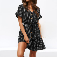 Summer Chiffon Dress Polka Dot Boho Beach Dress Vintage Ruffles Short Sleeve A-Line Party Mini Dress Sundress Vestidos Plus Size 2024 - buy cheap