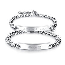 BONISKISS Lovers' Charm Gift For Valentine's Day Bijoux Couple Bracelets Stianless Steel Customize Jewelry Bangles Lady And Men 2024 - buy cheap