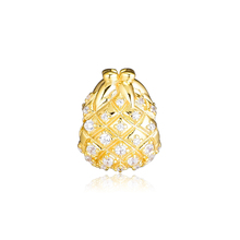 Fits for Pandora Charms Bracelets Golden Pineapple Shine Beads 100% 925 Sterling-Silver-Jewelry Free Shipping 2024 - buy cheap