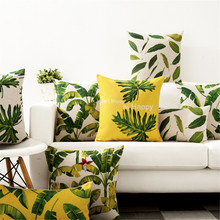 Декоративный чехол для диванной подушки, чехол для диванной подушки с зелеными и желтыми листьями 2024 - купить недорого