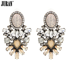 JURAN Big Crystal Rhinestone Stud Earrings For Women 10 Colors Vintage Big Crystal Flower Earring Statement Jewelry 2024 - buy cheap