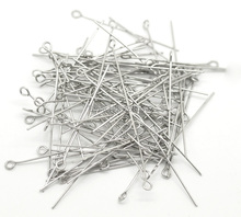 100Pcs/Bag Silver Tone Stainless Steel Eye Pins Jewelry Findings Charms Wholesale 40x0.7mm(21 Gauge) 2024 - buy cheap