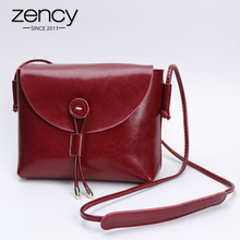 Zency-bandolera de piel auténtica con solapa pequeña para mujer, bolso de hombro cruzado, color marrón y negro, estilo Simple, 100% 2024 - compra barato