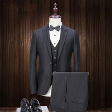 Custom Made Groom Tuxedos Black Groomsmen Best Man Suit 3 Piece Wedding Men Suits Bridegroom Fomal Wear (Jacket+Vest+Pants) 2024 - buy cheap
