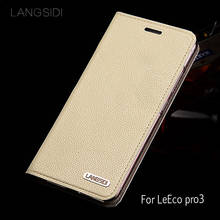 2018 New leather calfskin litchi texture For LeEco pro3 flip phone case all handmade custom 2024 - buy cheap