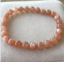 free shipping 6.2-6.8mm Natural Orange Moonstone Sunstone Strong Light Crystal Beads Bracelet AAA 2024 - buy cheap